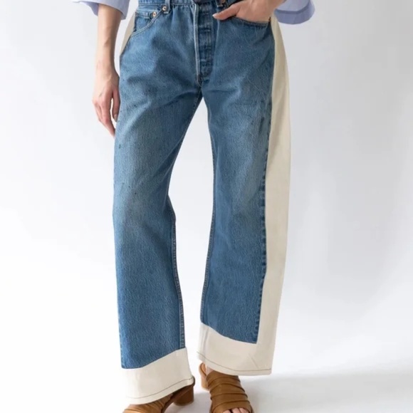 B SIDES Indigo and Ivory Straight Leg Jeans - Picture 10 of 14